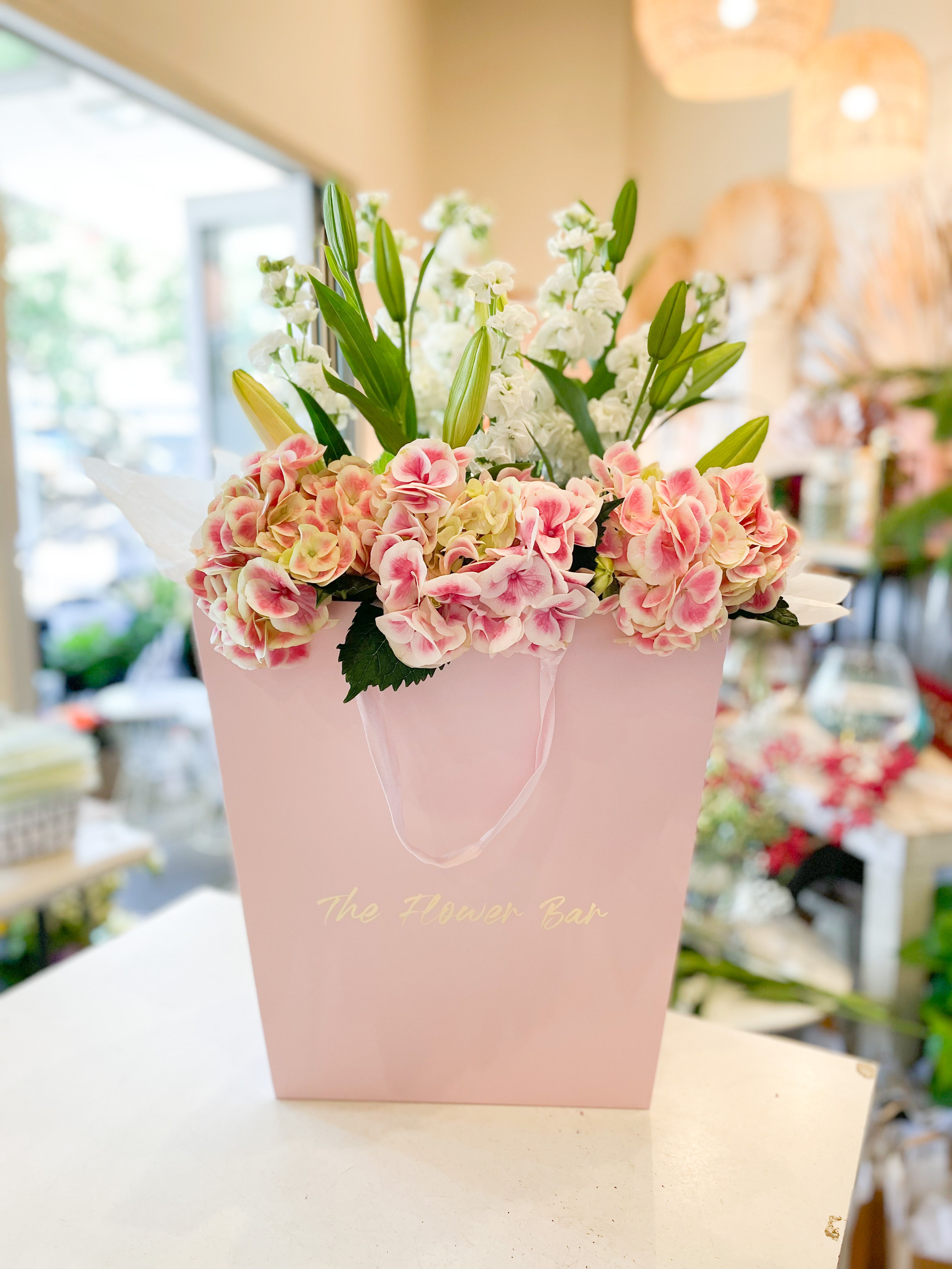 Pink flower online bag